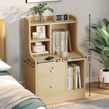 2x bedside table set wooden drawers lockable storage bedroom furniture - Front View