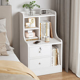 2x Bedside table set modern minimalist lockable drawer open storage unit - Extra Image