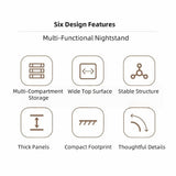 Warm White Nightstand Wooden Legs Knobs Open Storage Two Drawers Modern Design - Top-Down View