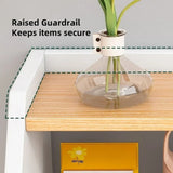 Warm White Nightstand Wooden Legs Knobs Open Storage Two Drawers Modern Design - Close-Up Angle