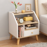 2x bedside table set wooden drawer natural white wood grain furniture - Extra Image