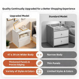 2x Bedside table set with drawer and shelf, minimalist white design, 2 pieces - Side View