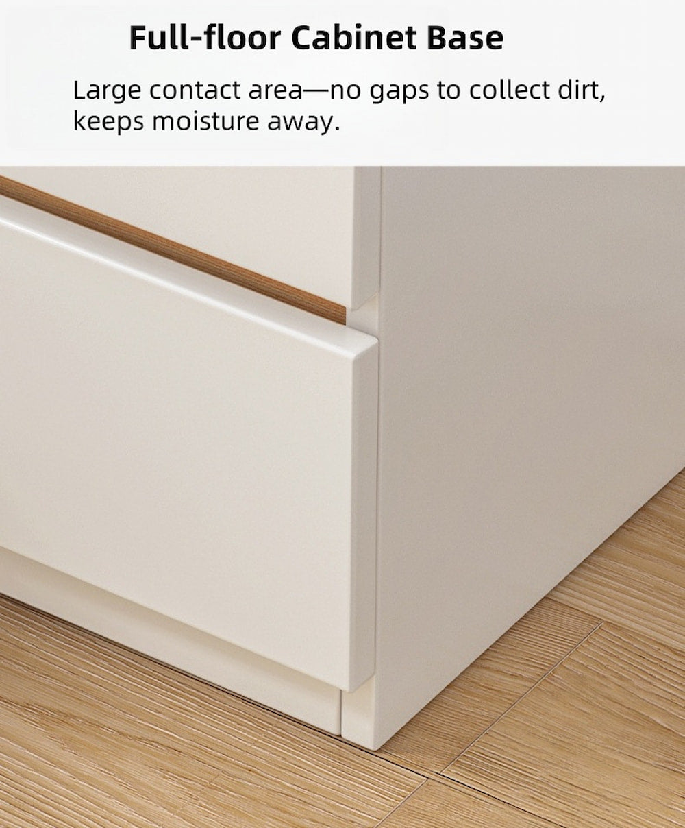 2x Bedside table set with drawer and shelf, minimalist white design, 2 pieces