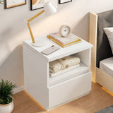 2x Bedside table set with drawer and shelf, minimalist white design, 2 pieces - Extra Image