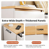 2x Bedside table set with drawers, minimalist design, warm white finish - Rear View