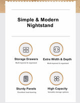 2x Bedside table set with drawers, minimalist design, warm white finish - Close-Up Angle