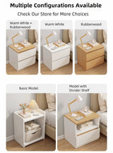 2x Bedside table set with drawers, minimalist design, warm white finish - Extra Image
