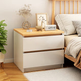2x Bedside table pair oak wood grain drawers minimalist design furniture - Extra Image