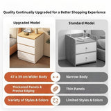 2x Bedside table set modern design oak wood grain white 3 drawers - Side View