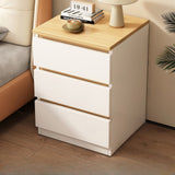 2x Bedside table set modern design oak wood grain white 3 drawers - Extra Image