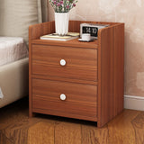 2x Bedside table walnut wood grain tray drawers vintage style furniture - Extra Image