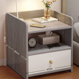 2x bedside table with drawer and shelf modern nightstand bedroom furniture - Front View