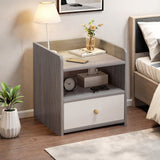 2x bedside table with drawer and shelf modern nightstand bedroom furniture - Extra Image