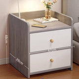Two-Tone Nightstand Light Gray Wood White Drawers Safety Edge Wooden Knobs - Front View