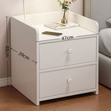 2x Bedside table set with drawers, minimalist design, white finish, modern style - Front View