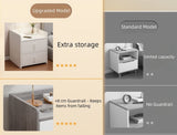 2x Bedside table set with drawers, minimalist design, white finish, modern style - Side View
