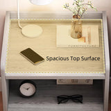 2x Bedside table set with drawers, minimalist design, white finish, modern style - Close-Up Angle