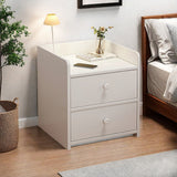 2x Bedside table set with drawers, minimalist design, white finish, modern style - Extra Image