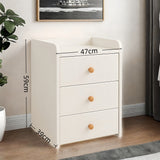 2x Bedside Table Pair White 3 Drawers Wooden Knobs Modern Minimalist Design - Front View