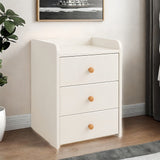 2x Bedside Table Pair White 3 Drawers Wooden Knobs Modern Minimalist Design - Extra Image