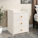 2x Bedside Table Pair White 3 Drawers Wooden Knobs Modern Minimalist Design - Extra Image