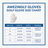 Awezingly Premium Quality Cabretta Leather Golf Glove for Men - White (S)