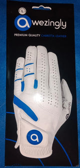 Awezingly Power Touch Cabretta Leather Golf Glove for Men - White (M/L) - Front View
