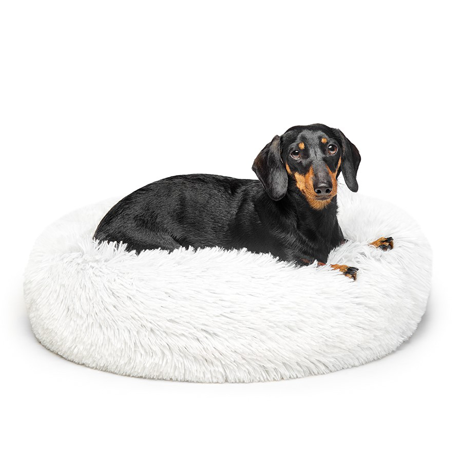 Fur King Aussie Calming Dog Bed  - White - 60 CM - Small