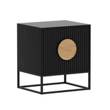 Belmonte Fluted Bedside Table in Black - Front View
