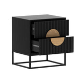 Belmonte Fluted Bedside Table in Black - Side View