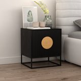 Belmonte Fluted Bedside Table in Black - Top-Down View