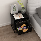 Belmonte Fluted Bedside Table in Black - 45-Degree Angle