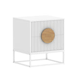 Belmonte Fluted Bedside Table in White - Front View
