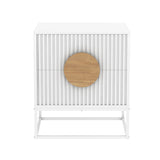 Belmonte Fluted Bedside Table in White - Side View