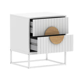 Belmonte Fluted Bedside Table in White - Top-Down View
