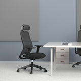 Carlie High Back Molded Foam Seat Ergonomic Office Chair In Black - Rear View