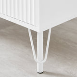 Lisa Wavy Fluted Bedside Table in White - Top-Down View
