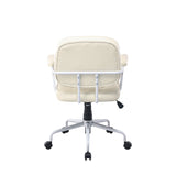 Louise White Frame Faux Leather Home Office Chair in Beige - Top-Down View