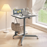 Mobile Home Office Sit and Stand Desk With Tilting Desktop - Top-Down View
