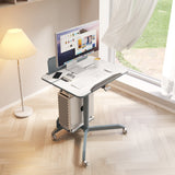 Mobile Home Office Sit and Stand Desk With Tilting Desktop - 45-Degree Angle