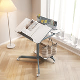 Mobile Home Office Sit and Stand Desk With Tilting Desktop - Rear View
