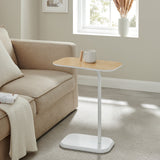 DEANNA Side Table in White and Light Oak - Front View