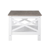 Coastal Coffee Table in White and Grey - Side View