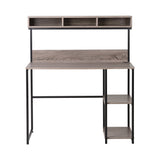 Computer Desk with Hutch in Greyish Brown - Front View