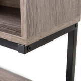 Computer Desk with Hutch in Greyish Brown - Side View