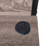 Computer Desk with Hutch in Greyish Brown - Top-Down View