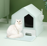 Petwiz Enclosed Cat Litter Box House – Green - Front View