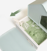 Petwiz Enclosed Cat Litter Box House – Green - Top-Down View