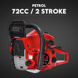 Commercial Petrol Chainsaw 24 Bar Chain Saw Tree Pruning Top Handle - Front View