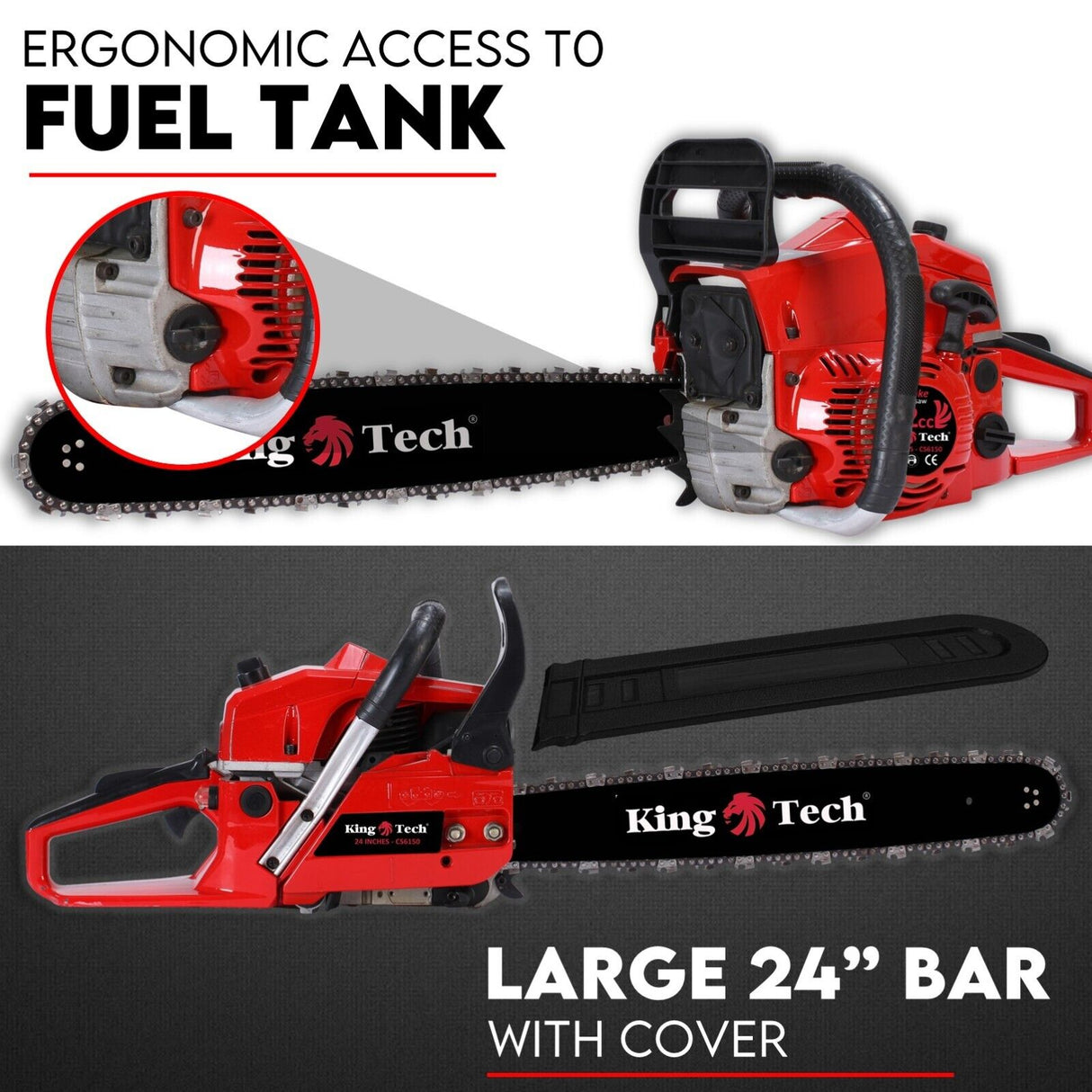 Commercial Petrol Chainsaw 24 Bar Chain Saw Tree Pruning Top Handle
